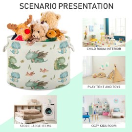 YETTASBIN Watercolor Cute Dragon Cotton Rope Basket Large Round Baby Laundry Basket Toy Blanket Books Storage Bin for Bedroom Bathroom Nursery Home Decor, 20 x 14 Inch