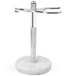 NUOYIA Razor and Brush Stand,Marble Base Razor Holder is More Stable,the Base Will Not Rust and the Fitted Protective Spacer Protects Your Countertop.Better Decoration as a Gift(White)