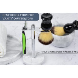 NUOYIA Razor and Brush Stand,Marble Base Razor Holder is More Stable,the Base Will Not Rust and the Fitted Protective Spacer Protects Your Countertop.Better Decoration as a Gift(White)