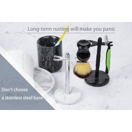 NUOYIA Razor and Brush Stand,Marble Base Razor Holder is More Stable,the Base Will Not Rust and the Fitted Protective Spacer Protects Your Countertop.Better Decoration as a Gift(White)