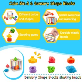 Baby Toys 0-6-12 Months,Montessori Toys for babise 0-6-12-18 Months,Incl Pull String Toy & Shape Sorter & Stacking Building Block & Manhattan ball & Baby Blocksmontessori baby toys for 1 + year