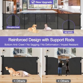 42 Inch Extra Tall Baby Gate 120 Inch Extra Wide Retractable Baby Gates for Large Openings, Upgraded Retractable Gate Keeps Pets from Getting Under Tall Pet Gate, Indoor/Outdoor Long Dog Gate