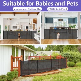 42 Inch Extra Tall Baby Gate 120 Inch Extra Wide Retractable Baby Gates for Large Openings, Upgraded Retractable Gate Keeps Pets from Getting Under Tall Pet Gate, Indoor/Outdoor Long Dog Gate