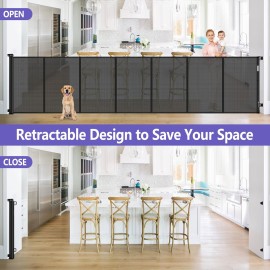 42 Inch Extra Tall Baby Gate 120 Inch Extra Wide Retractable Baby Gates for Large Openings, Upgraded Retractable Gate Keeps Pets from Getting Under Tall Pet Gate, Indoor/Outdoor Long Dog Gate