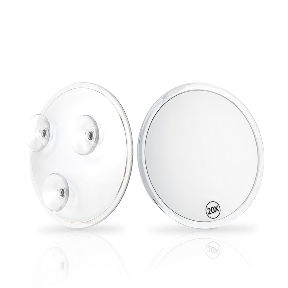 Sanmeizu Magnifying Mirror Makeup Mirror, Three Suction Cups, Magnifying Mirror Suction Cup, 6.4inches(Clear), Portable Makeup Mirror with Magnification for Bathroom or Travel (20X)