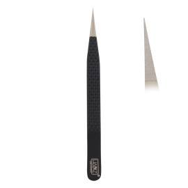 HADIZ Pointed Fiber Tip Tweezer Diamond Print Precision for Women and Men Eyebrow Facial Hair Eyelash Extension Tweezers Ingrown Hair Removal Blackhead Remover Tool (black)