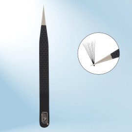HADIZ Pointed Fiber Tip Tweezer Diamond Print Precision for Women and Men Eyebrow Facial Hair Eyelash Extension Tweezers Ingrown Hair Removal Blackhead Remover Tool (black)