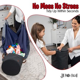 Toy Storage Basket and Playmat - Large Toy Blanket Storage Mat with Zippers - Slide Away Canvas Bag Storage Bin - Sturdy Kids Storage Baskets & Mat - Toy Bag Play Mat for Girls & Boys, Dark Charcoal