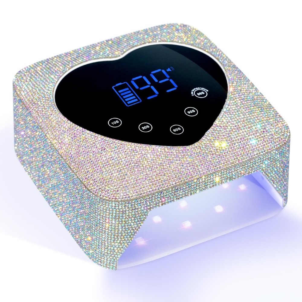 CHRISTINE SHELLY UV LED Nail Lamp 72W Rechargeable Sparkly Wireless Nail Dryer Gel Polish Light with 5 Timer Setting Professional Quick Dry Curing Lamp with Display Auto Sensor for Salon & Home