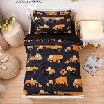 NTBED 4 Pieces Construction Toddler Bedding Set for Baby Boys, Truck Vehicles Excavator Cars Printed, Includes Comforter, Flat Sheet, Fitted Sheet and Pillowcase,Black