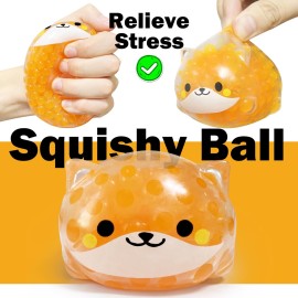 Orange Shiba Inu Squishy Toys, Animal Stress Ball for Adults (1Pack) Fidget Toy, Party Favors, Stress Relief Easter Basket Stuffers