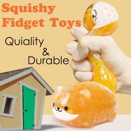 Orange Shiba Inu Squishy Toys, Animal Stress Ball for Adults (1Pack) Fidget Toy, Party Favors, Stress Relief Easter Basket Stuffers