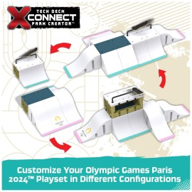 Tech Deck, Aurelien Girauds Olympic Games Paris 2024 Ramp Customizable X-Connect Park Creator Playset & Exclusive Fingerboard, Kids Toy for Ages 6+