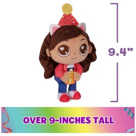Gabbys Dollhouse, Celebration Series 9-Inch Tall Gabby Girl Plushies, Kids Toys for Girls & Boys Ages 3 and Up