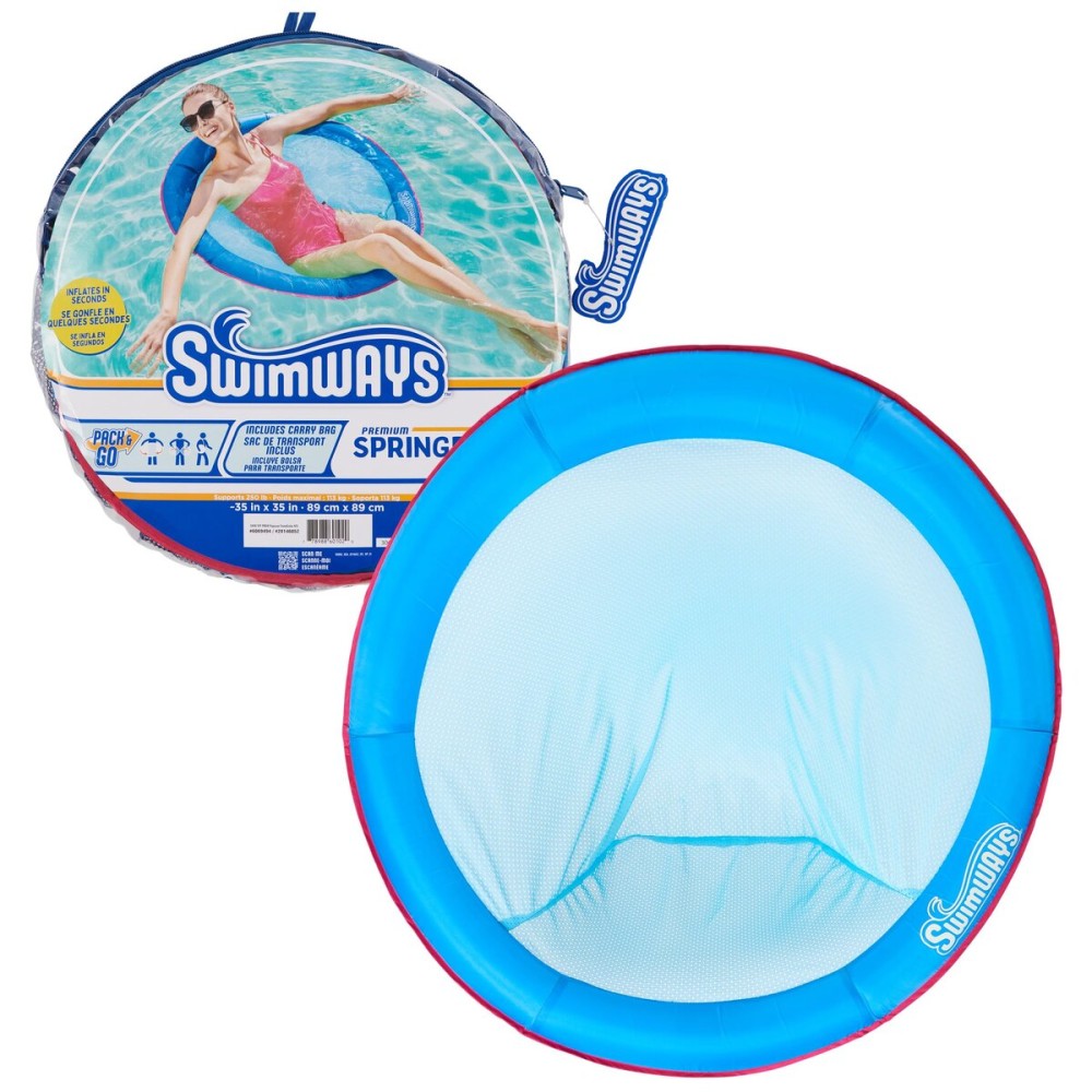 SwimWays Spring Float Premium Papasan Pool Lounger, Inflatable Pool Floats Adult with Fast Inflation for Ages 15 & Up