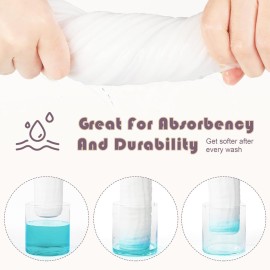 Ease Cubs Muslin Burp Cloths Large 100% Cotton Hand Washcloths for Boys & Girls, Baby Essentials Extra Absorbent and Soft Burping Rags for Newborn Registry (White & Green, 12-Pack, 20 X10)