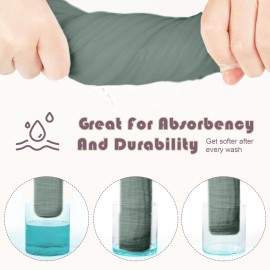 Ease Cubs Muslin Burp Cloths Large 100% Cotton Hand Washcloths for Boys & Girls, Baby Essentials Extra Absorbent and Soft Burping Rags for Newborn Registry (Green, 12-Pack, 20 X10)