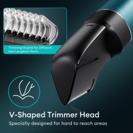 kensen Manscape Body Hair Trimmer for Men, 3-in-1 Body Groomer for Men, Men\'s Groin & Pubic Hair Trimmer, Wet/Dry Cordless Waterproof Male Hygiene Razor, Men\'s Gift (Green)