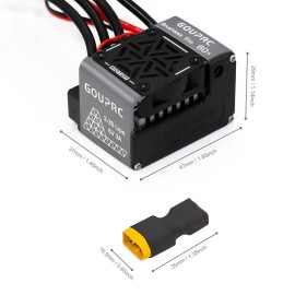 GOUPRC 60A Brushless RC ESC 2-3S Waterproof Electric Speed Controller with Programming Card for 1/10 Scale Accessories RC Truck Off-Road Car