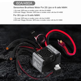 GOUPRC 60A Brushless RC ESC 2-3S Waterproof Electric Speed Controller with Programming Card for 1/10 Scale Accessories RC Truck Off-Road Car