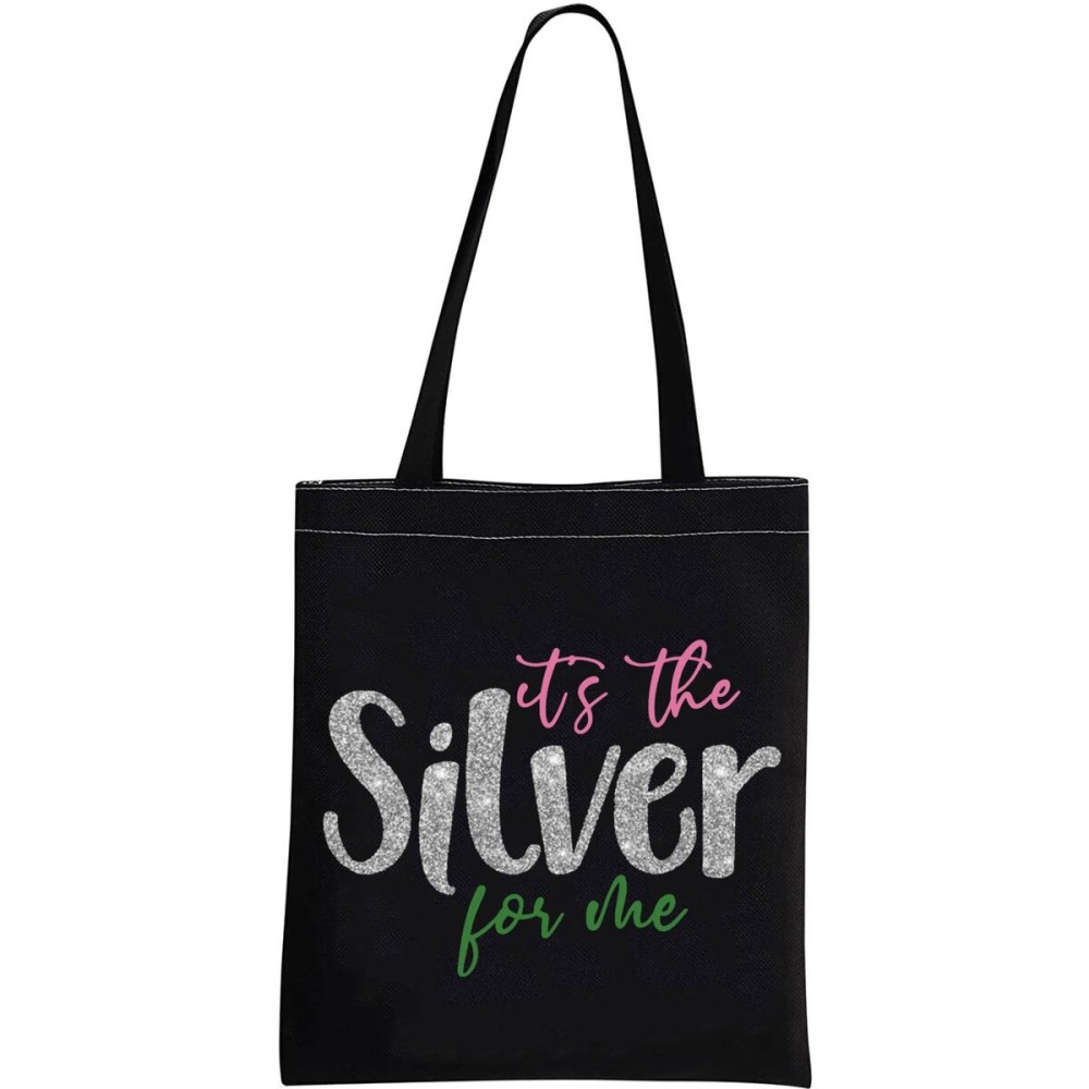 Sorority Inspired Gift 25 Years of Sisterhood Gift It\'s The Silver For Me Star Paraphernala Makeup Bag (Silver For Me Tote)