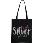 Sorority Inspired Gift 25 Years of Sisterhood Gift It\'s The Silver For Me Star Paraphernala Makeup Bag (Silver For Me Tote)