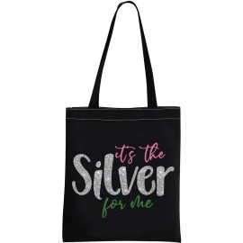 Sorority Inspired Gift 25 Years of Sisterhood Gift It\'s The Silver For Me Star Paraphernala Makeup Bag (Silver For Me Tote)