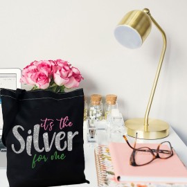 Sorority Inspired Gift 25 Years of Sisterhood Gift It\'s The Silver For Me Star Paraphernala Makeup Bag (Silver For Me Tote)