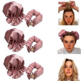 Rukebu Satin Heatless Hair Curler 3 Sets, Heatless Curls for All Hair Types with Hair Caps, No Heat Curlers to Sleep In