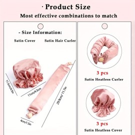 Rukebu Satin Heatless Hair Curler 3 Sets, Heatless Curls for All Hair Types with Hair Caps, No Heat Curlers to Sleep In