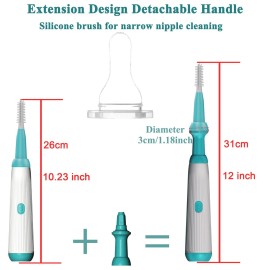 Electric Bottle Brush Cleaner,Baby Bottle Brush, Extra Long Handle Bottle Cleaner Brush,Silicone Bottle Cleaner Brush Set,1500 Mah,Waterproof Ip65