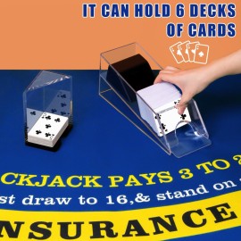 Aoriher Blackjack Game Combo Set, Include Blackjack Layout Felt,Shoe 6 Deck Automatic Card Shuffler Discard Holder Trays and 10 Cut Cards for Casino, Party Night(Blue)