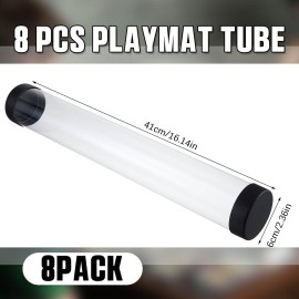 Barydat 8 Pcs Playmat Tube Round TCG Artwork Tube 16.14 Inch Playmat Case for Card Game Storage Toy Card Play Mat Clear Play Mat Tubes for TCG Gaming, Easy in and Out Design