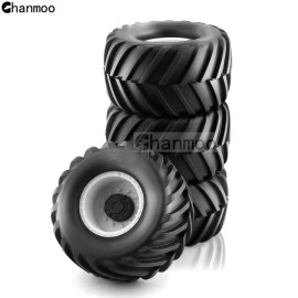 Chanmoo 1/8 RC Monster Truck Tires and 17mm Hex Wheels Rims Rubber Buggy Tyres for 1:8 Scale Off Road Truck Car Kaiju Tmaxx E-Revo 3.3 Arrma Kraton 6S Typhon 3S Traxxas Maxx HPI Redcat 4PCS (White)