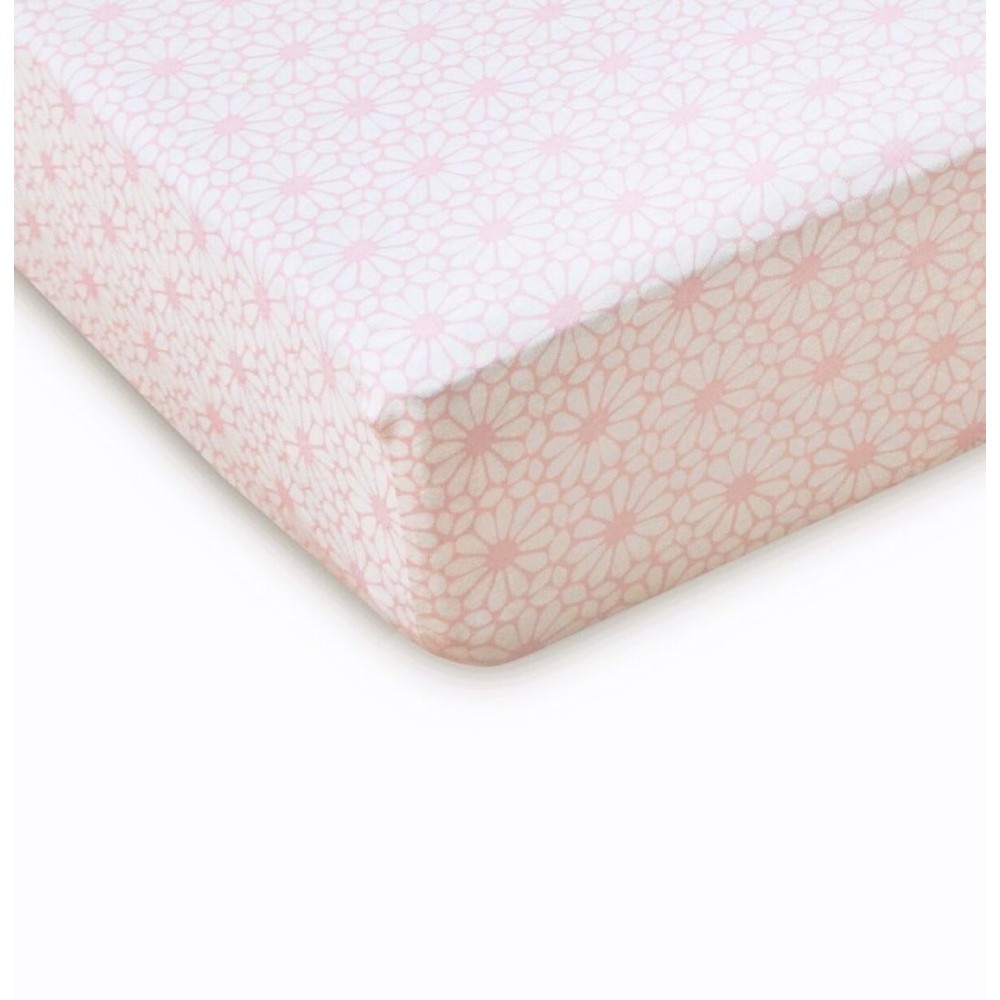 First Essentials Fitted Cotton Knit Crib Sheet Standard Size Girls (Floral, Pack of 1)