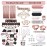 UJoyant Birthday Decorations For Women, 229 Pcs Rose Gold and Black Happy Birthday Supplies - Disposable Dinnerware Set with 25 Guest, Balloons, Sash, Tiara, Banner, Fringe Curtain, Photo Booth Props