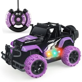 Tcvents Remote Control Car for Girls, 1:20 Scale Rc Cars Remote Control Truck Car Toy Vehicles for Kids Age 3-5, Rc Truck Racing Car with 3 Color Lights for Kids 5-7 8-12 Birthday Gift, Purple