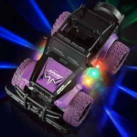 Tcvents Remote Control Car for Girls, 1:20 Scale Rc Cars Remote Control Truck Car Toy Vehicles for Kids Age 3-5, Rc Truck Racing Car with 3 Color Lights for Kids 5-7 8-12 Birthday Gift, Purple