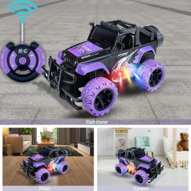 Tcvents Remote Control Car for Girls, 1:20 Scale Rc Cars Remote Control Truck Car Toy Vehicles for Kids Age 3-5, Rc Truck Racing Car with 3 Color Lights for Kids 5-7 8-12 Birthday Gift, Purple