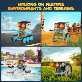 Wesfuner 30-in-1 Solar Robot Kit - 243 Pieces, STEM Educational Building Set for Kids Aged 8-12, Science Experiment Gift for Birthdays (Blue)