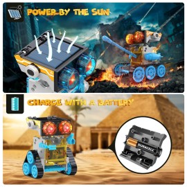 Wesfuner 30-in-1 Solar Robot Kit - 243 Pieces, STEM Educational Building Set for Kids Aged 8-12, Science Experiment Gift for Birthdays (Blue)