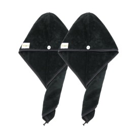 M-bestl 2 Pack Microfiber Hair Towel Wrap,Hair Drying Towel with Button,Absorbent and Anti-frizz Head Towel to Dry Curly or Straight Hair Quickly (Black) M-bestl 2 Pack Microfiber Hair Towel Wrap,Hair Drying Towel with Button,Absorbent and Anti-frizz Head Towel to Dry Curly or Straight Hair Quickly (Black)