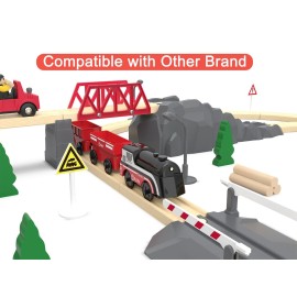 Battery Operated Train for Wooden Track, Motorized Train for Toddlers 3+ Years Old, 3Pcs Trains Toy Set Electric Trains Compatible with Thomas, Brio, Chuggington, Melissa and Doug