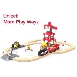 Battery Operated Train for Wooden Track, Motorized Train for Toddlers 3+ Years Old, 3Pcs Trains Toy Set Electric Trains Compatible with Thomas, Brio, Chuggington, Melissa and Doug