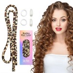 Lanzhire Heatless Small Curling Rod Headband, No Heat Thin Curling Headband for Long Hair and Short hair, Satin Material, Overnight Heatless Curls Headband, Leopard Color