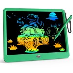 KOKODI 12 Inch LCD Writing Tablet with Anti-Lost Stylus Erasable Doodle Board Colorful Toddler Drawing Pad Car Travel School Games Toys for 3 4 5 6 7 8 Kids Birthday Gift for Girls Boys Adults Green