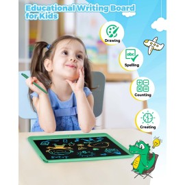 KOKODI 12 Inch LCD Writing Tablet with Anti-Lost Stylus Erasable Doodle Board Colorful Toddler Drawing Pad Car Travel School Games Toys for 3 4 5 6 7 8 Kids Birthday Gift for Girls Boys Adults Green