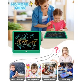 KOKODI 12 Inch LCD Writing Tablet with Anti-Lost Stylus Erasable Doodle Board Colorful Toddler Drawing Pad Car Travel School Games Toys for 3 4 5 6 7 8 Kids Birthday Gift for Girls Boys Adults Green