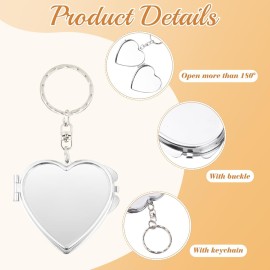 BOSMIOW 8PCS Mini Metal Folding Mirror,Portable Compact Cosmetic Mirror,Dual Sided Vanity Mirror with Key Ring Keychain,Makeup Tools for Women Girls,Square,Circular,Heart-Shaped,Elliptical