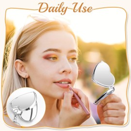 BOSMIOW 8PCS Mini Metal Folding Mirror,Portable Compact Cosmetic Mirror,Dual Sided Vanity Mirror with Key Ring Keychain,Makeup Tools for Women Girls,Square,Circular,Heart-Shaped,Elliptical